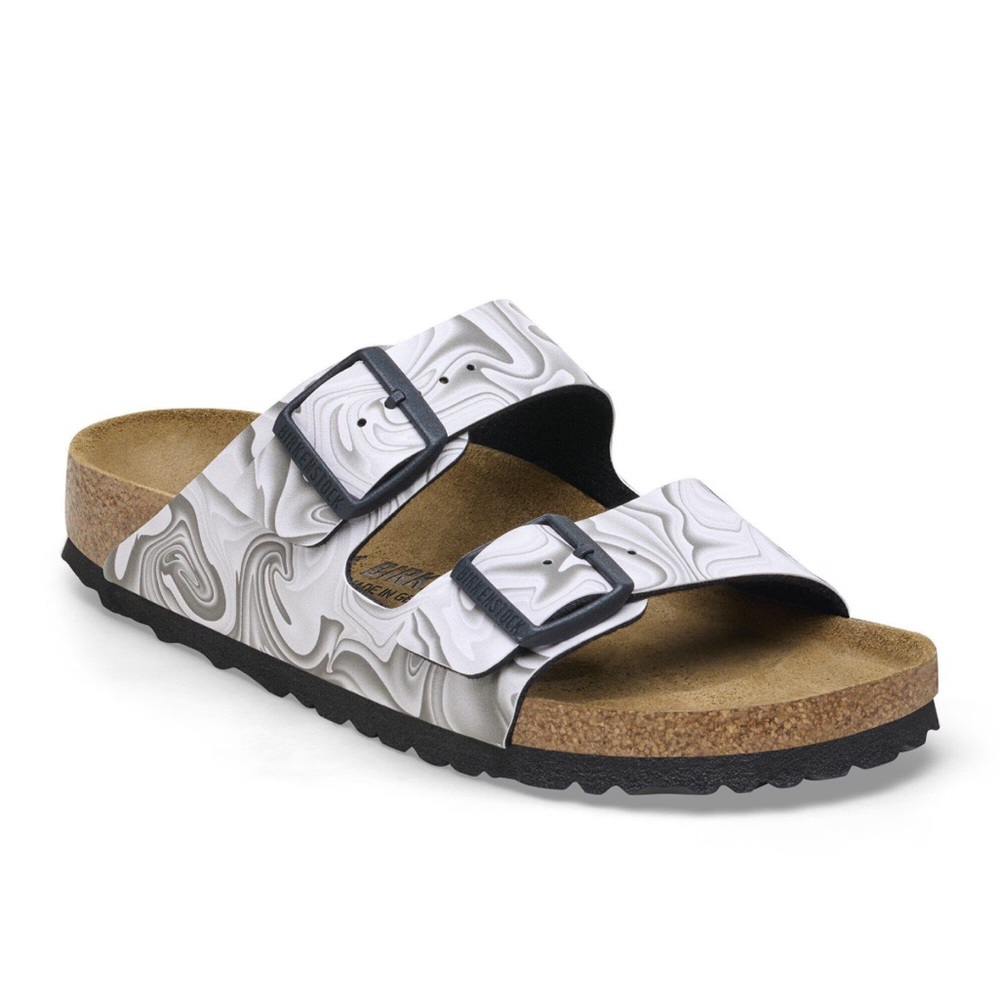 Birkenstock Women’s Arizona Birko-Flor Marbletwirl Black/White Size US 9 - Picture 4 of 11